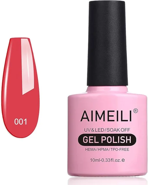 AIMEILI Červený gelový lak  Soak Off UV LED  -Tropical Punch (001) 10ml