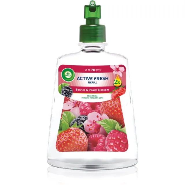 Air Wick Active Fresh Berries & Peach Blossom osvěžovač vzduchu – náhradní náplň 228 ml