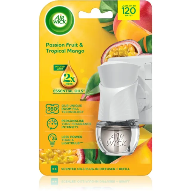 Air Wick Electric Passion Fruit & Tropical Mango elektrický osvěžovač vzduchu s náplní 19 ml