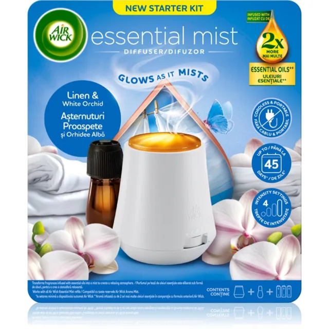 Air Wick Essential Mist Linen & White Orchid aroma difuzér s náplní 1 ks