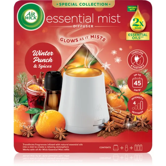 Air Wick Essential Mist Zimní punč aroma difuzér s náplní + baterie 20 ml