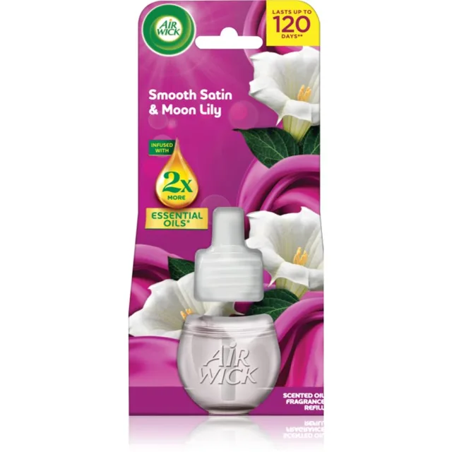 Air Wick Essential Oils Jemný satén a měsíční lilie náplň do elektrického difuzéru 19 ml