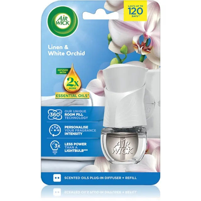 Air Wick Linen & White Orchid Prádlo a bílá orchidej elektrický osvěžovač vzduchu s náplní 19 ml