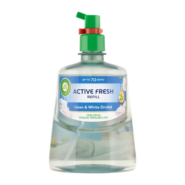 Air Wick Náplň na vodní bázi do automatického difuzéru Active Fresh Prádlo a bílá orchidej 228 ml