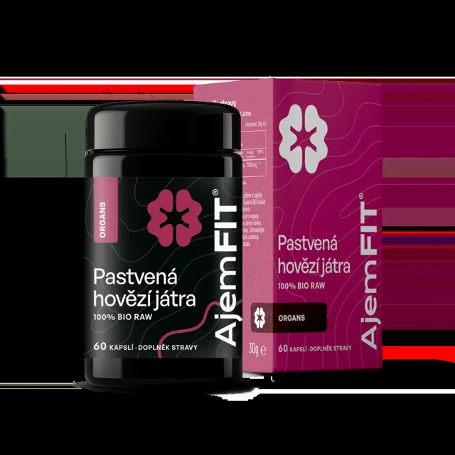 AjemFIT BIO Raw Hovězí Játra - 60 kapslí - 30g