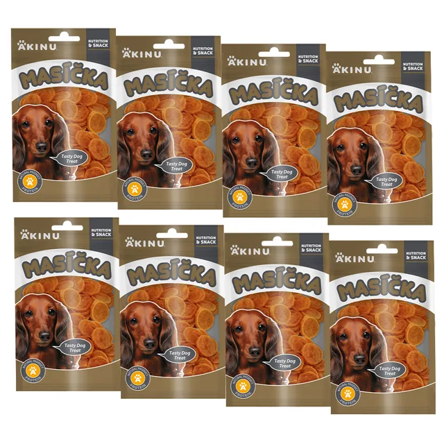 Akinu MASÍČKA Kuřecí chipsy pamlsek pro psy 8 x 75 g