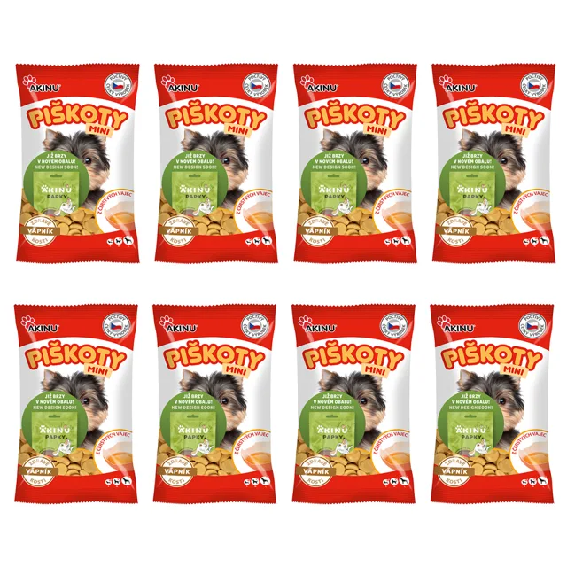 Akinu Mini piškoty s vápníkem pamlsek pro psy 8 x 120 g