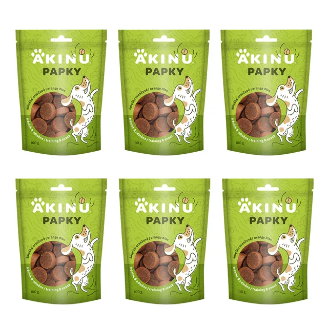 Akinu PAPKY Kolečko oranžové pamlsek pro psy 6 x 100 g