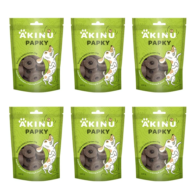 Akinu PAPKY Kroužek hnědý pamlsek pro psy 6 x 100 g