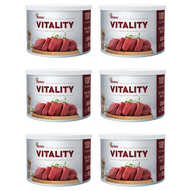 Akinu VITALITY Hovězí jemně krájená svalovina konzerva pro psy 6 x 200 g