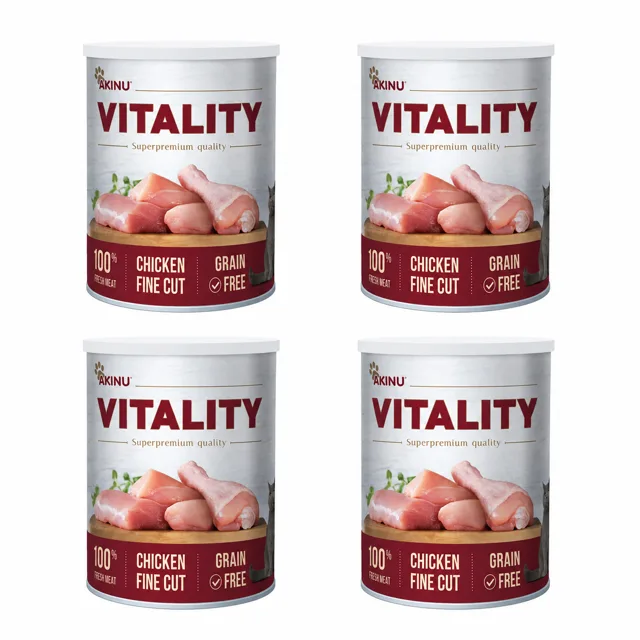 Akinu VITALITY Kuřecí jemně krájené konzerva pro kočky 4 x 400 g