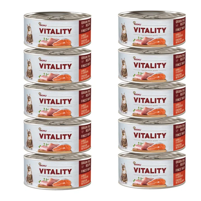 Akinu VITALITY Kuřecí & losos konzerva pro kočky 10 x 70 g