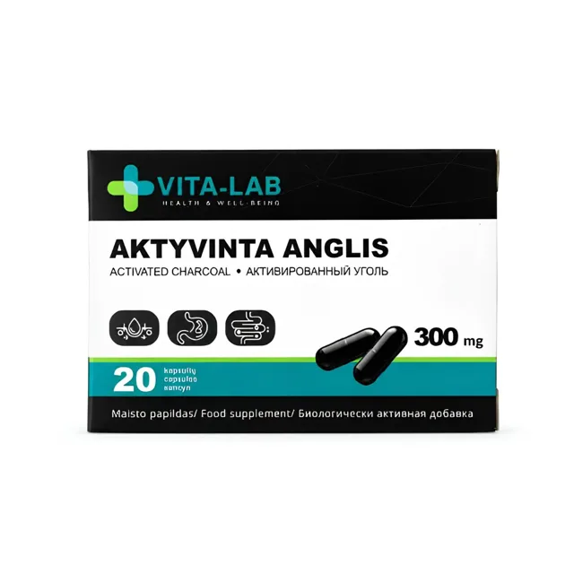 Aktivní uhlí 300 mg – 20 kapslí – VITA-LAB