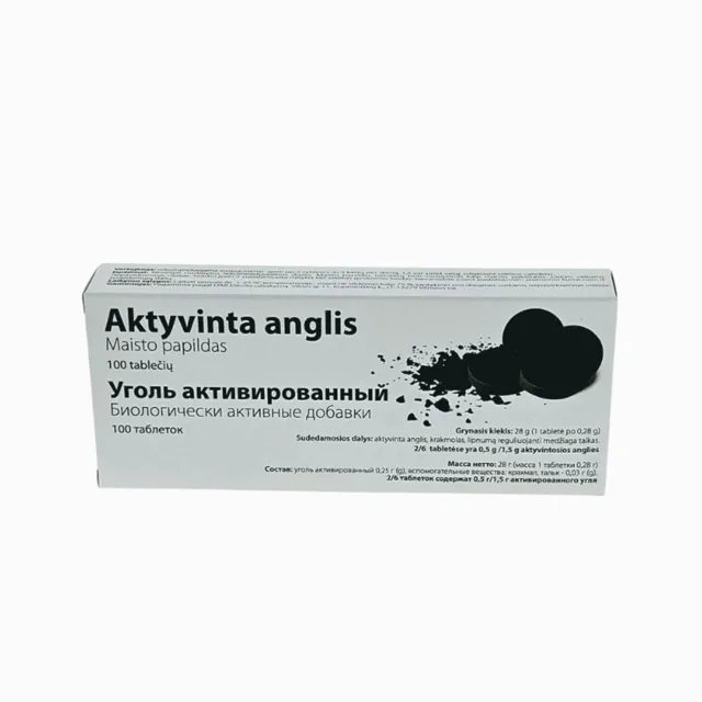 Aktivní uhlí – doplněk stravy – 100 tablet x 0,28 g – OLYMP
