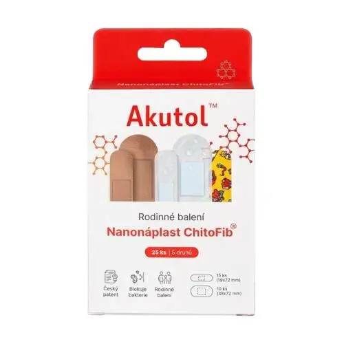 AKUTOL Nanonáplast ChitoFib Rodinné balení 25 ks
