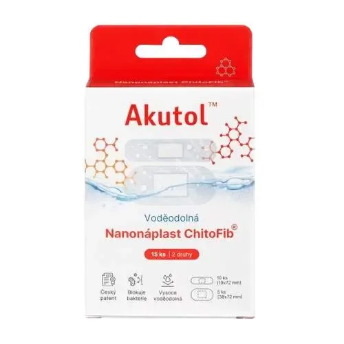 AKUTOL Nanonáplast ChitoFib Voděodolné balení 15 ks