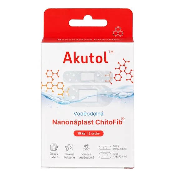 AKUTOL Nanonáplast ChitoFib voděodolné balení 15 ks