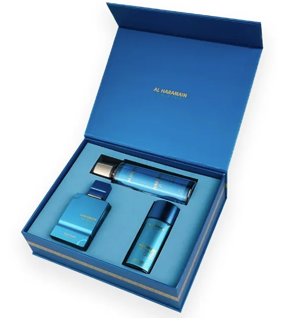 Al Haramain Amber Oud Aqua Dubai - parfémovaný extrakt 75 ml + parfémovaný extrakt 30 ml + tělový závoj 250 ml