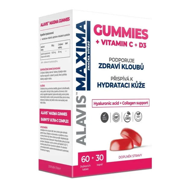 Alavis Maxima Gummies Vitamin C 60 žvýkacích tablet + D3 30 tablet