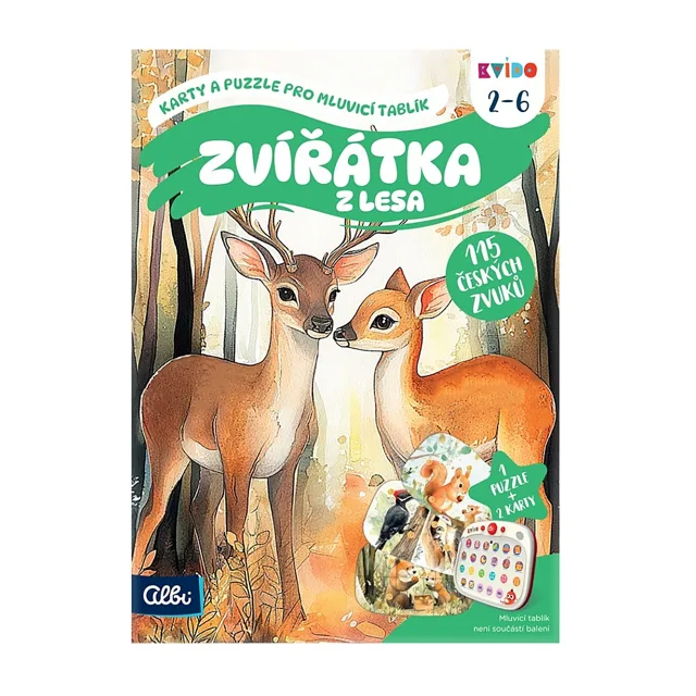 ALBI Kvído zvířátka z lesa karty a puzzle pro mluvicí tablík