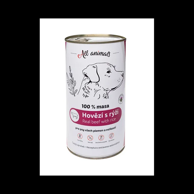 ALL ANIMALS Hovězí mleté s rýží konzerva 1200 g