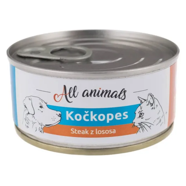ALL ANIMALS Kočkopes konzerva steak z lososa 100 g
