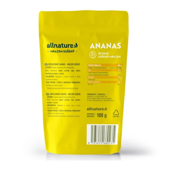 Allnature Ananas sušený mrazem 100 g