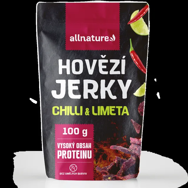 ALLNATURE BEEF Chilli & Lime Jerky sušené maso 100 g