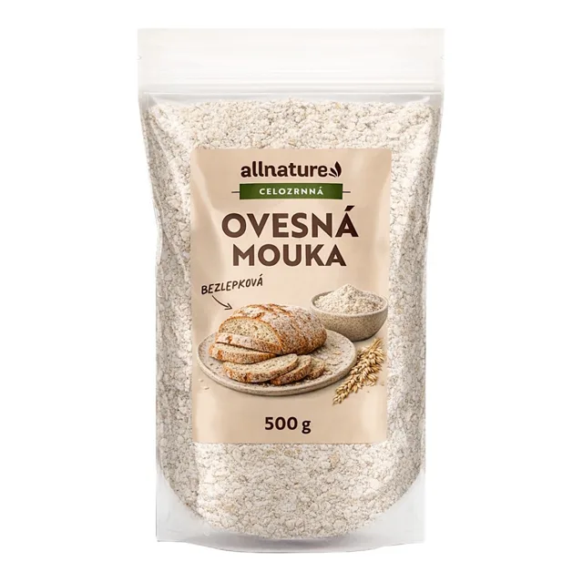 ALLNATURE Bezlepková ovesná mouka celozrnná 500 g