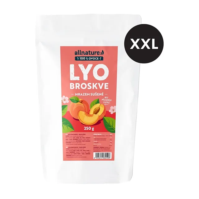 ALLNATURE Broskev sušené mrazem XXL 250 g