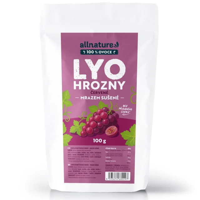 Allnature Hrozny červené Lyo mrazem sušené 100 g