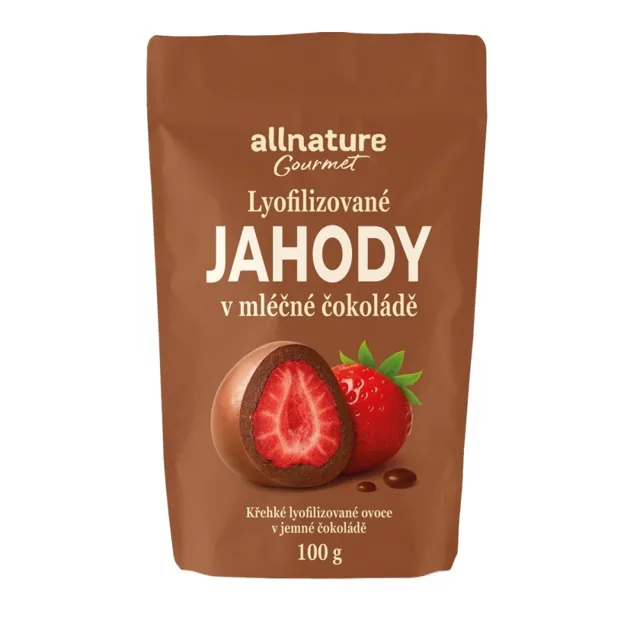 Allnature Mrazem sušené jahody v mléčné čokoládě 100 g