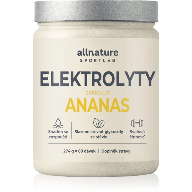 Allnature Sportlab Elektrolyty prášek na přípravu nápoje k zajištění elektrolytické rovnováhy příchuť Pineapple 274 g