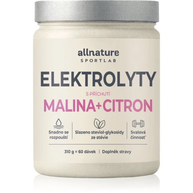 Allnature Sportlab Elektrolyty prášek na přípravu nápoje k zajištění elektrolytické rovnováhy příchuť Raspberry Lemon 310 g