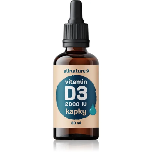 Allnature Vitamin D3 Forte 2000IU kapky pro podporu správného vstřebávání vápníku a fosforu 30 ml