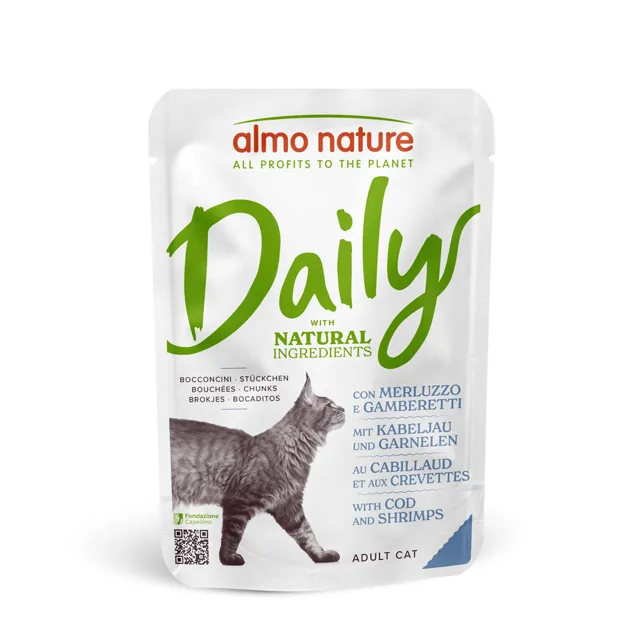 Almo Nature Cat Daily Menu kapsička 6 x 70 g - treska & krevety
