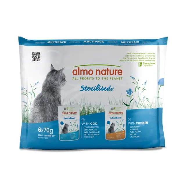 Almo Nature Functional Sterilised - Mix: 6 x 70 g s kuřetem & s treskou