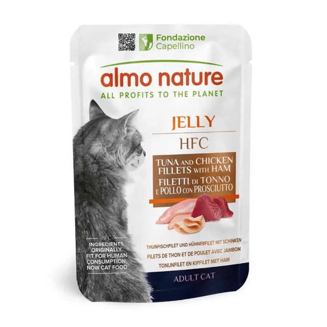 Almo Nature HFC Jelly Pouch 12 x 55 g - tuňák, kuřecí, šunka