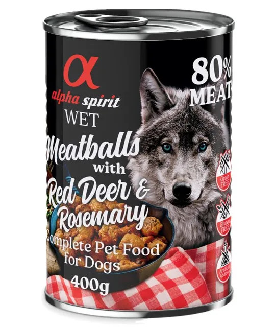 alpha spirit Dog Meatballs 6 × 400 g - krůtí s koriandrem