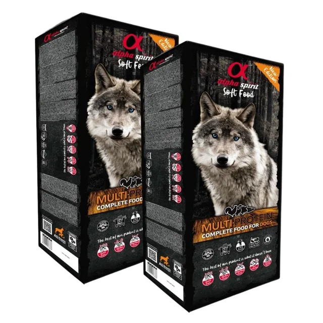 ALPHA SPIRIT Kompletní suché a měkké krmivo pro psy Multiprotein 18 kg (2x9 kg)