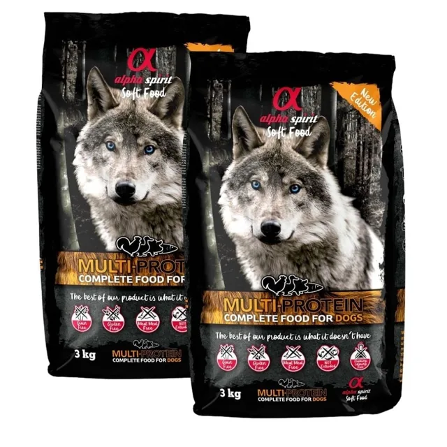ALPHA SPIRIT Kompletní suché a měkké krmivo pro psy Multiprotein 6 kg (2x3 kg)