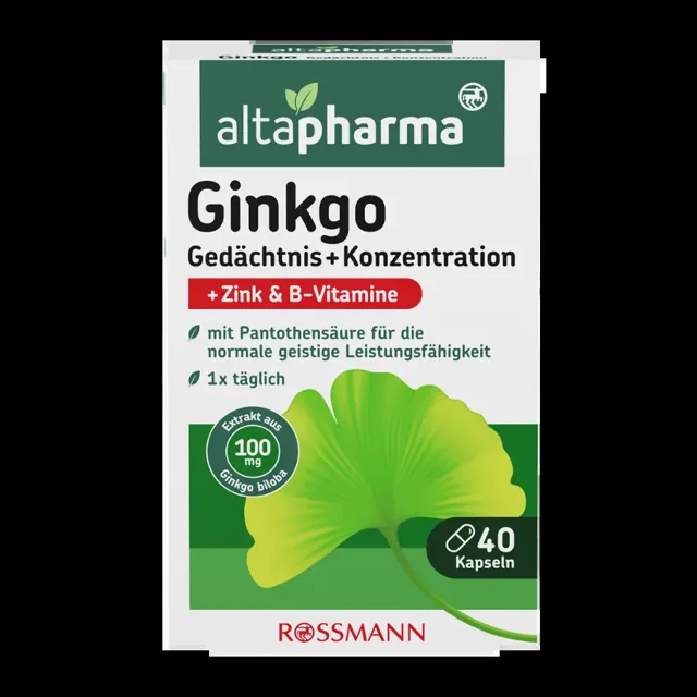 altapharma Kapsle s Ginkgo biloba, vitaminem B a zinkem, doplněk stravy 40 ks