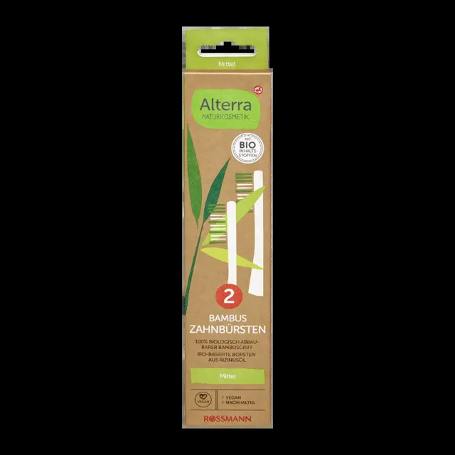 Alterra Naturkosmetik Zubní kartáčky Medium Bambus 2 ks 2 ks