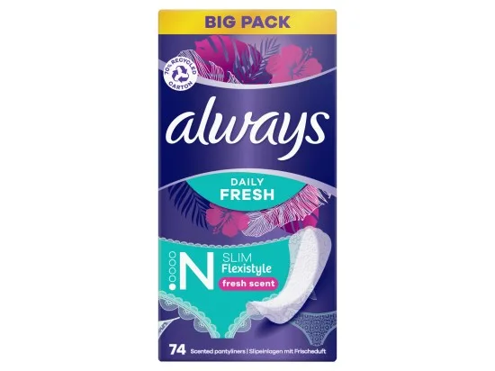 Always Daily Fresh Slim Flexistyle Intimky se svěží vůní 74 ks