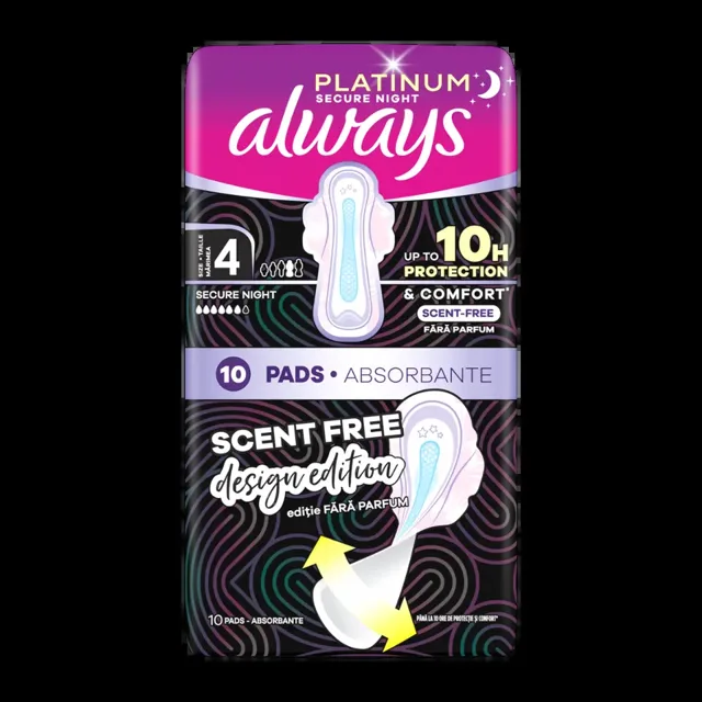 Always Hygienické vložky Platinum Secure Night s křidélky vel. 4 10 ks 10 ks