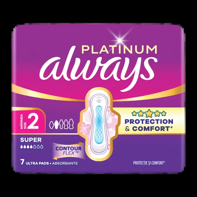 Always Hygienické vložky Platinum Super s křidélky vel. 2 7 ks 7 ks