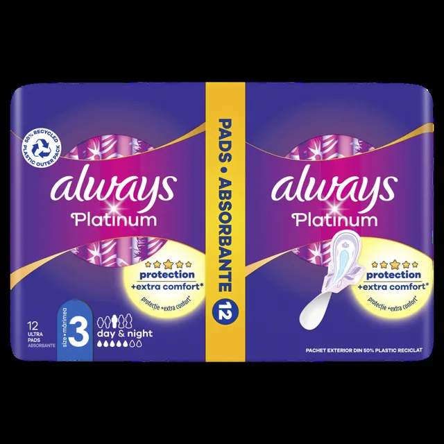 ALWAYS Platinum Day & Night Hygienické vložky s křidélky 12 kusů