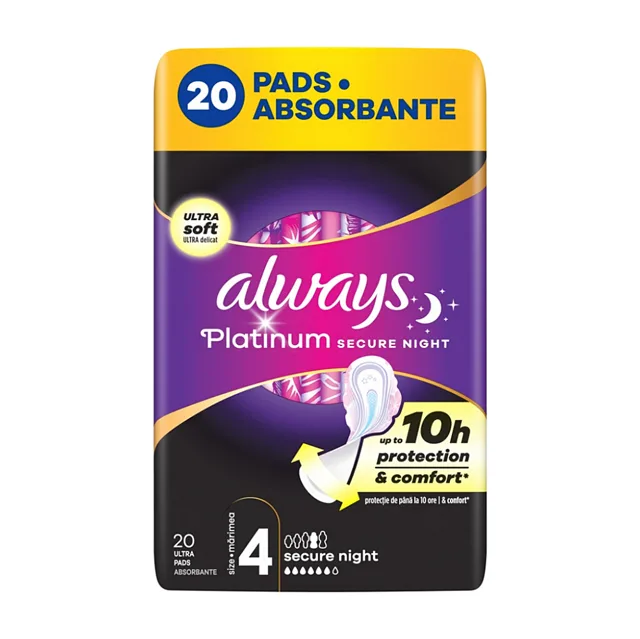 ALWAYS Platinum Secure Night Ultra Hygienické vložky 20 kusů