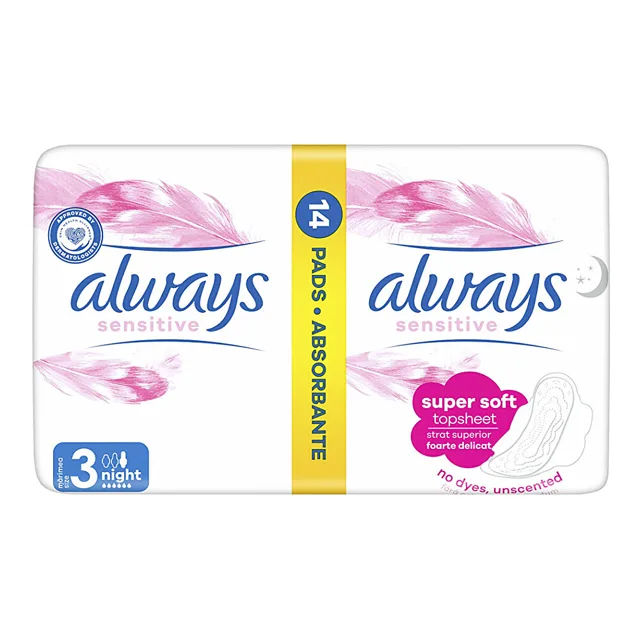 ALWAYS Ultra Sensitive Night vel.3 Hygienické vložky s křidélky 14 ks