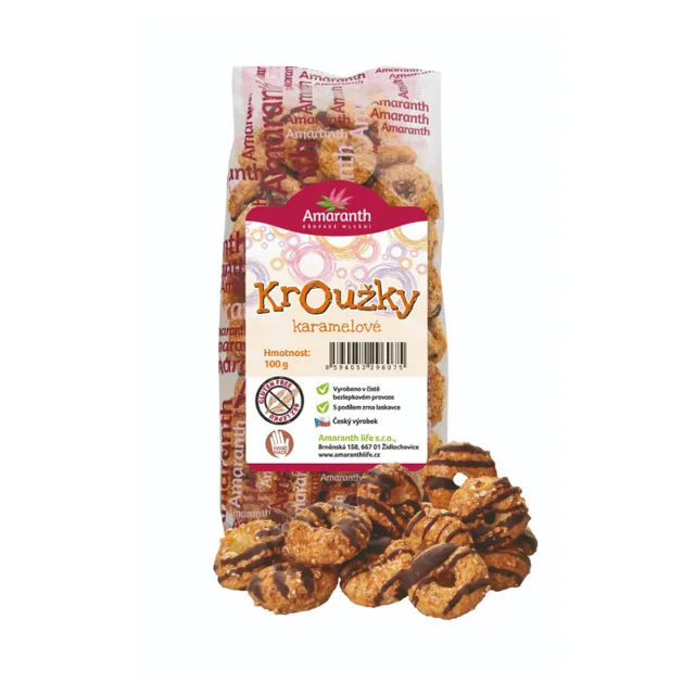 AMARANTH Kroužky karamelové 100 g